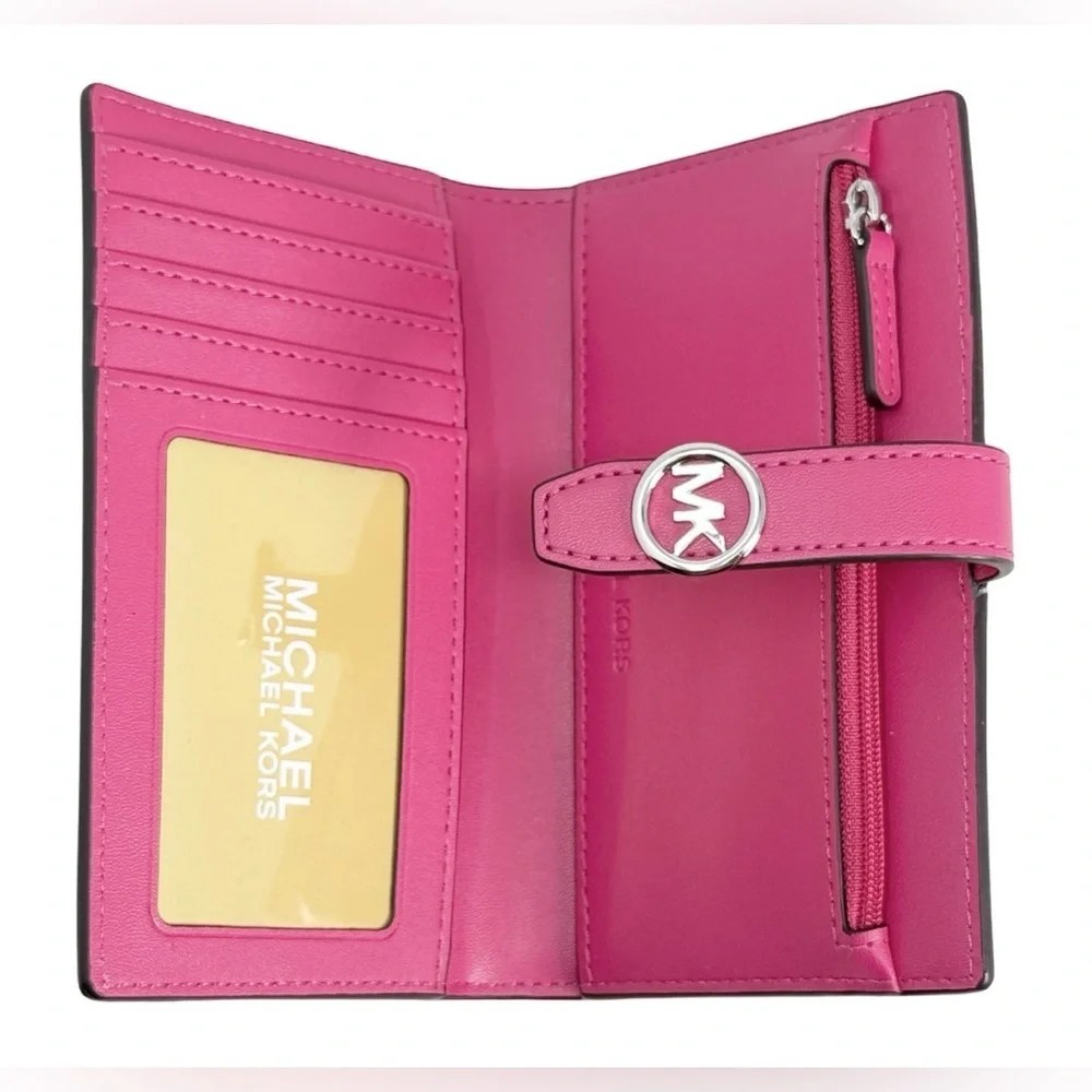 $258 RETAIL Michael Kors Fuchsia*PINK*Zebra Print Card Holder - Picture 2 of 5